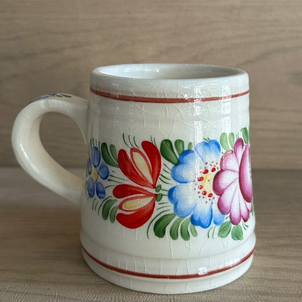 Handcrafted Vintage Floral Ceramic Mug With Handle